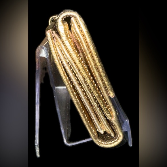 Gucci Princy Long Trifold Flap Wallet Gold Metallic and Brown GG Monogram Bow - Picture 8 of 17